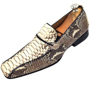 New David Eden Surry Men's size 7.5 Brown white Genuine Snake loafer dress shoes